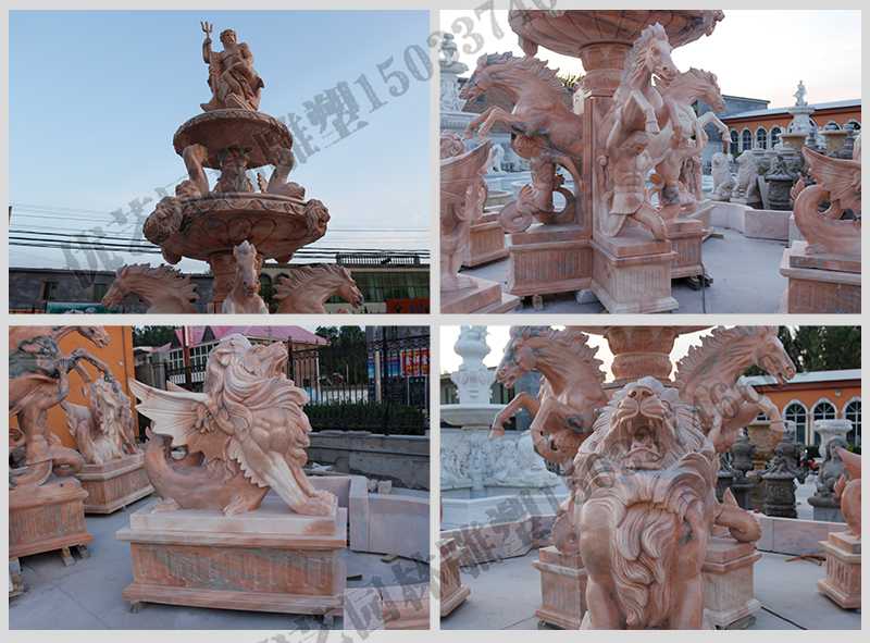 大理石景觀噴泉，石雕噴泉廠家，歐式人物動物噴泉