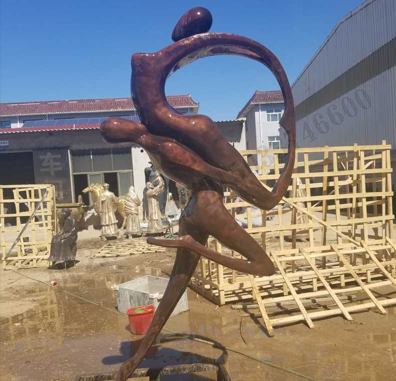 抽象舞蹈人物銅雕塑，銅男女跳舞雕塑，抽象銅人物雕塑